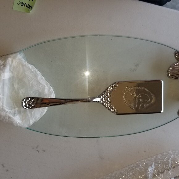 Salmon silver plated and glass tray - Never used - Picture 2 of 6